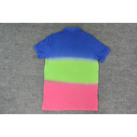 Polo Ralph Lauren Shirt Mens‎ Med Custom Fit Blue Green Pink Color Block - Picture 3 of 9